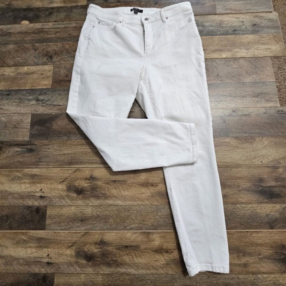 Ann Taylor Curvy Fit Skinny Leg White Womens Plus‎ Sz 12 Jeans Hig Rise Casual
